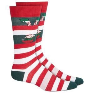 Bar III Mens Red Upside Down Elf Christmas Socks Red 10-13